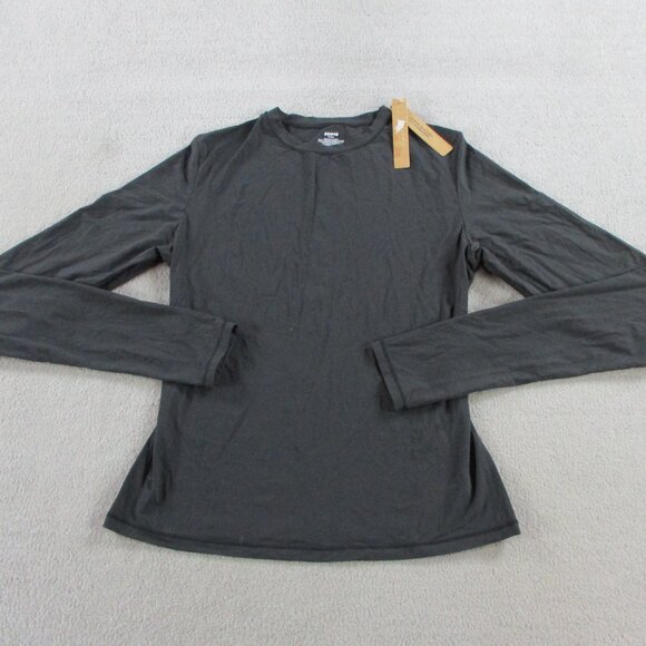 SKIMS Fits Everybody Long Sleeve T Shirt Womens Medium Onyx Black Stretch NWT - Picture 2 of 9